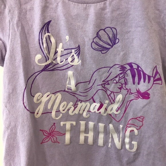 3/$15 Disney little mermaid ariel flounder kids short sleeve shirt size 4 - Picture 3 of 4